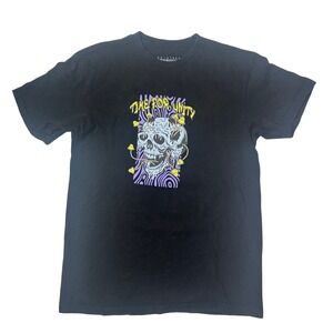 DX-XTREME Time For Unity Graphic T-Shirt – Psychedelic Skull Mushrooms – Black S